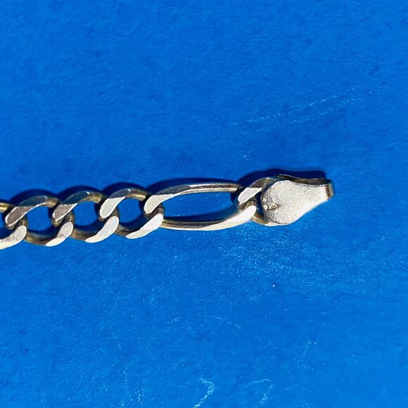 Estate Sale 925 Sterling Silver Vintage Necklace Figaro Links Chain 18" - Picture 9 of 14